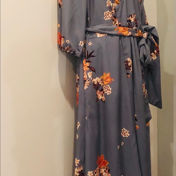 EShakti Pleated Floral Print Crepe Maxi Dress NWOT - Picture 4 of 11